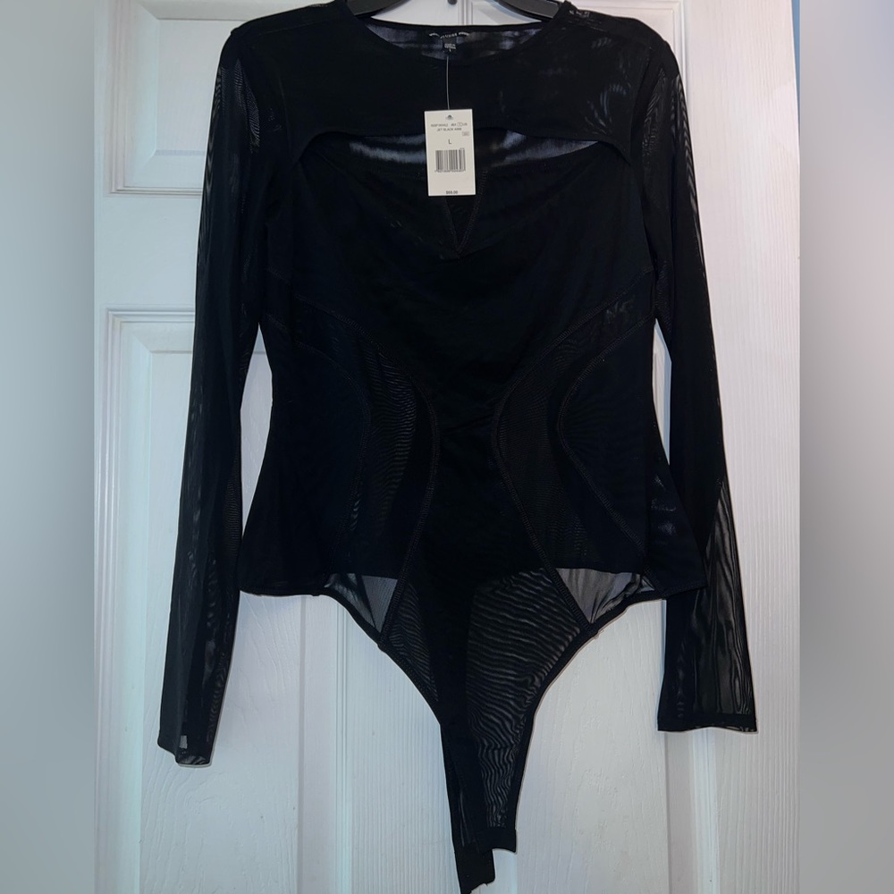 GUESS Jet Black lace blouse bodysuit